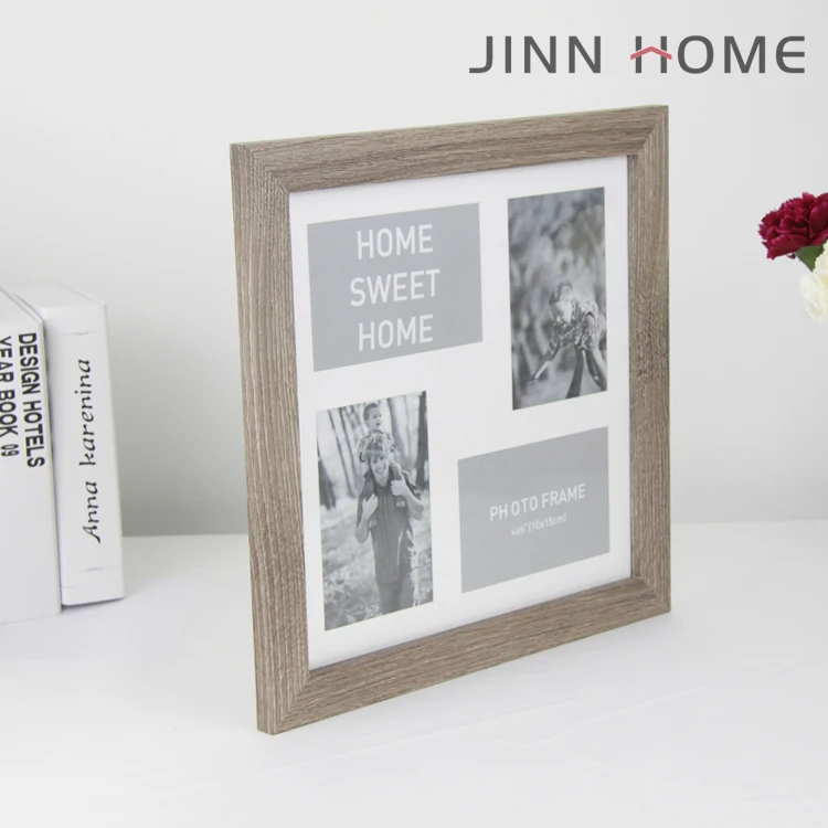 Jinn Home Square Rustic Photo Frame Wood Picture frames Matted 4pcs Image Collection