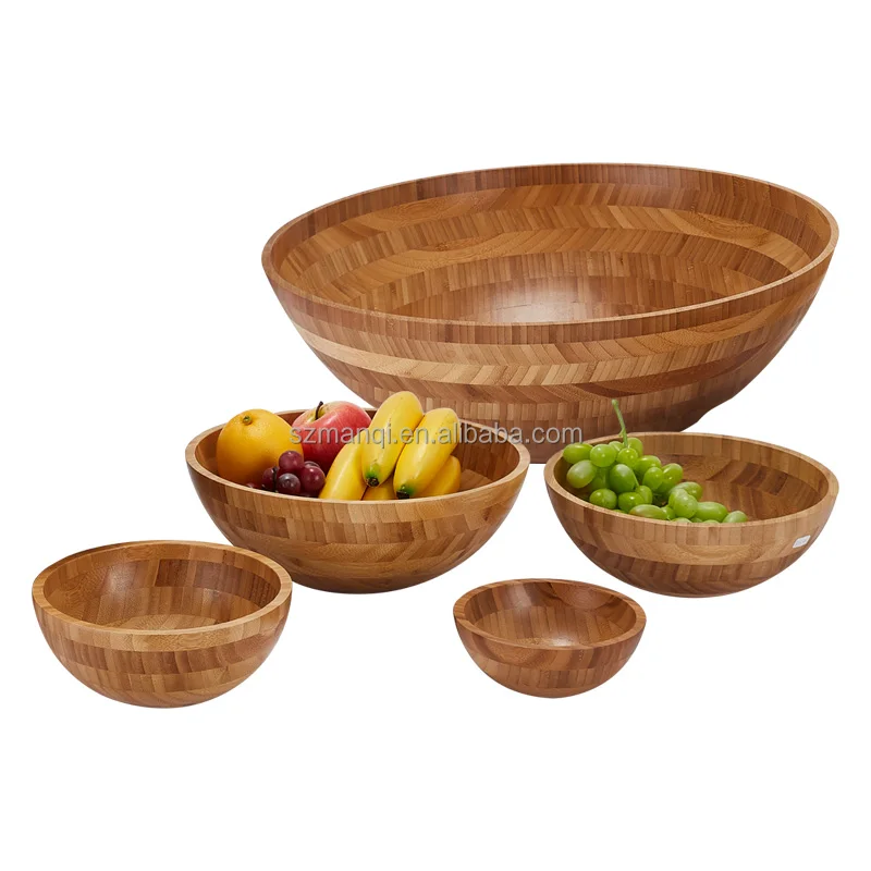High quality Bamboo fruit round bowl/hotel afternoon tea round wooden bowl tray Salad food acacia wooden plates