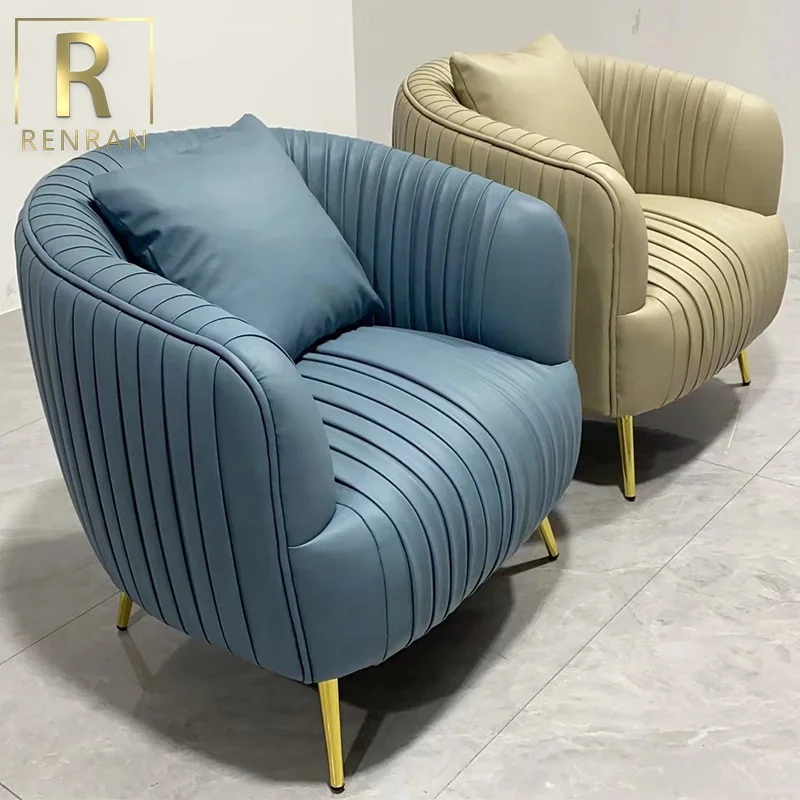 Popular luxury design modern waiting chair living room furniture single sofa leather round lounge chair egg chairs