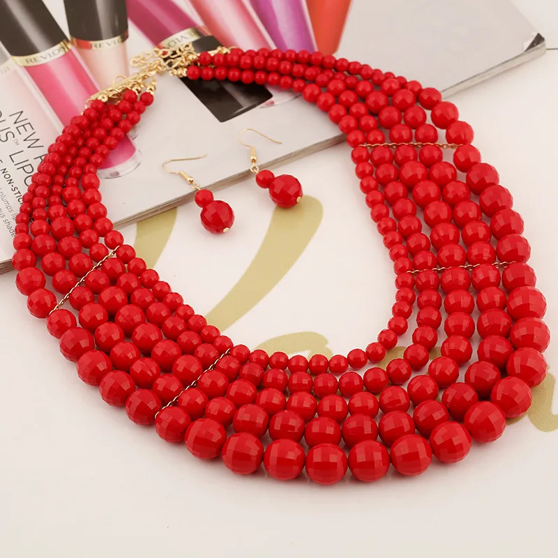 Superstarer Jewelry Set Bead Necklace Earring Two Piece Set Fashion African Bridal Jewelry