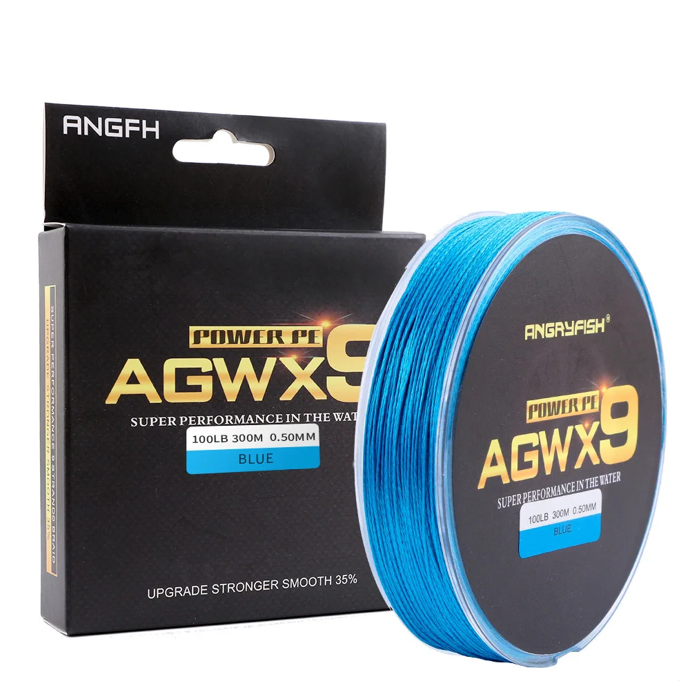 wholesale 300m strand 9 sea fishing  PE braided fishing line  angryfish X9 strong fishing line