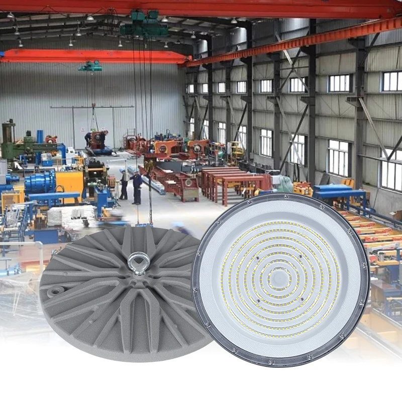 Round Emergency High Bay Light 100W 150W 200W 250W Factory Price Industrial Highbay Lamp Workshop UFO High Bay Led Lighting