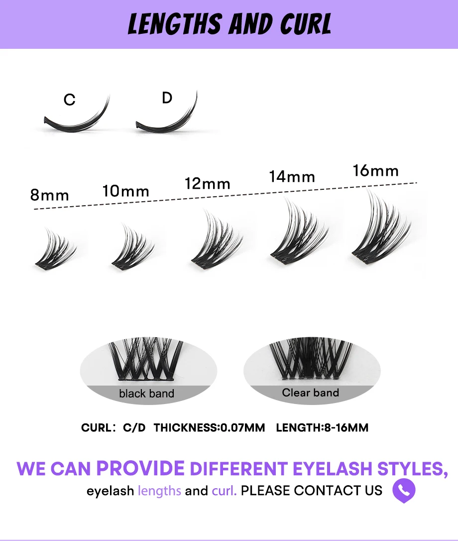 SP EYELASH Wholesale Customizable Diy Cluster Lashes Private Label C D Curl Segment Pre-Cut DIY Lash Clusters Kits