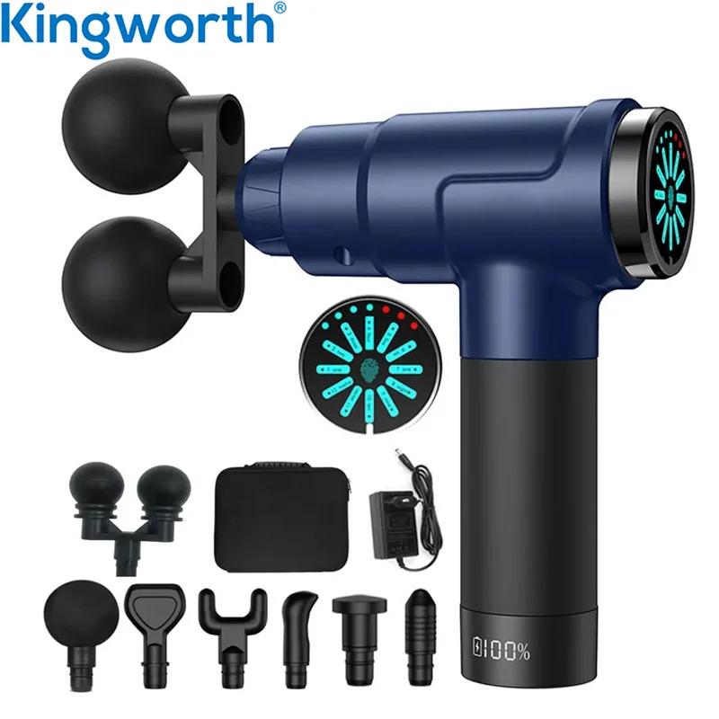 Kingworth New Advansed 7 Heads Physiotherapy Double Heads Massage Gun For Sore Muscle