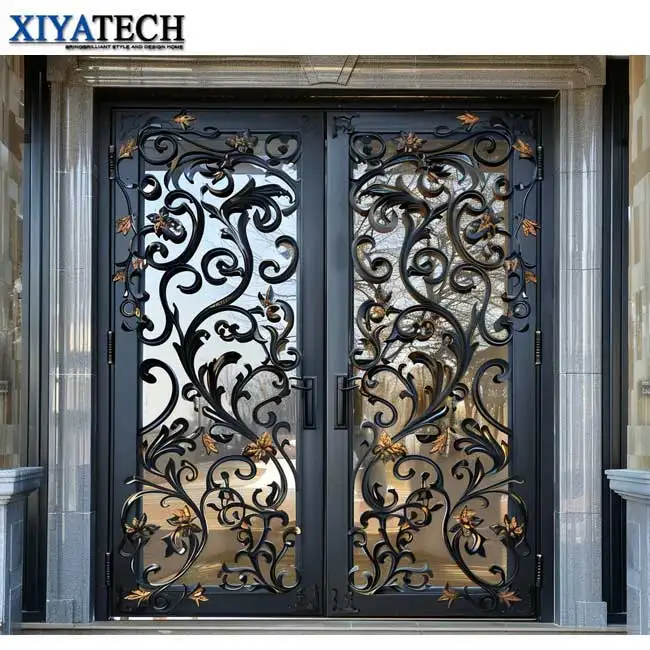 XIYATECH лидер продаж кованые железные двери с двойным внешним входом для дома
