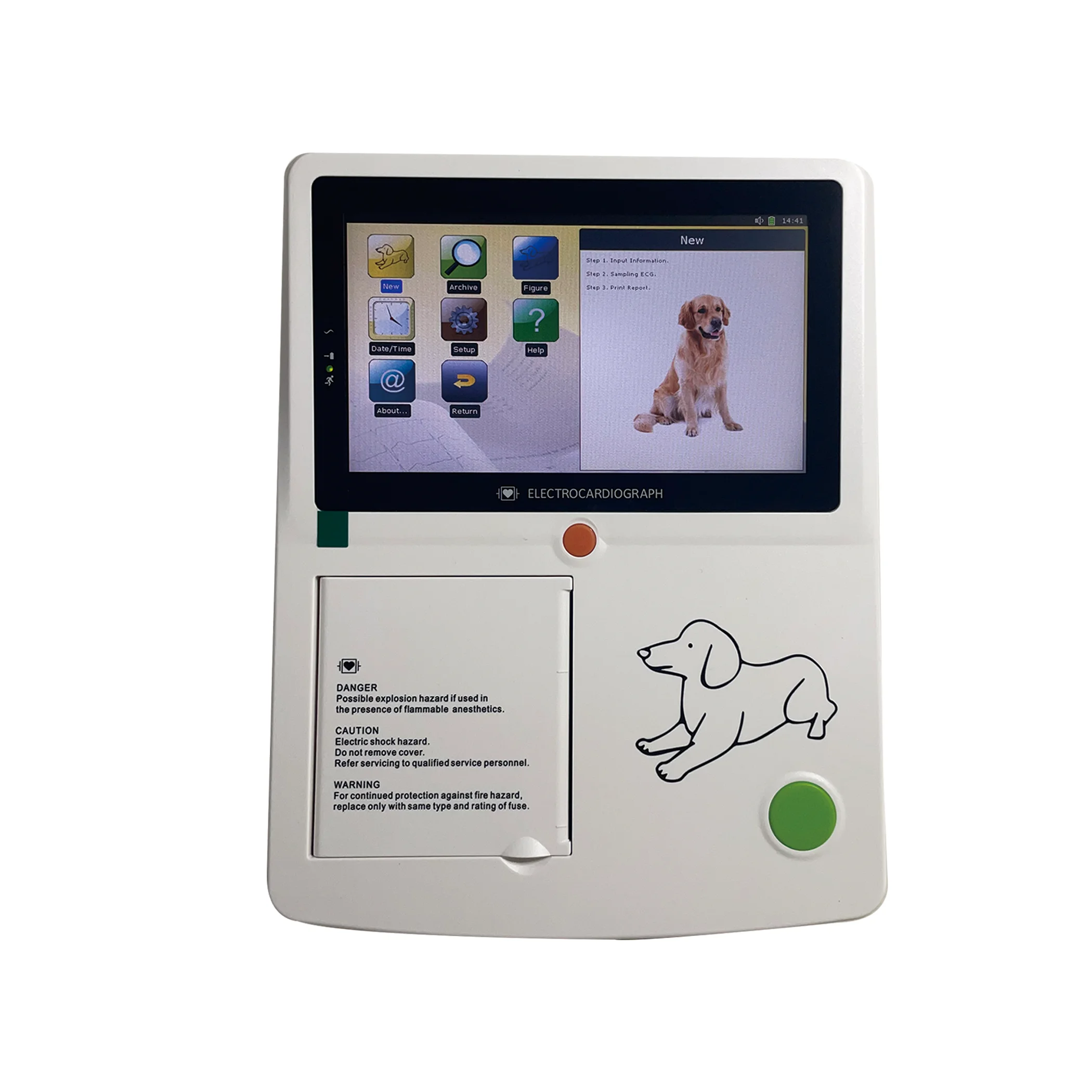 HINBON 12 свинцовый 3-канальный VET ECG 7-дюймовый сенсорный экран портативный ветеринарный медицинский монитор