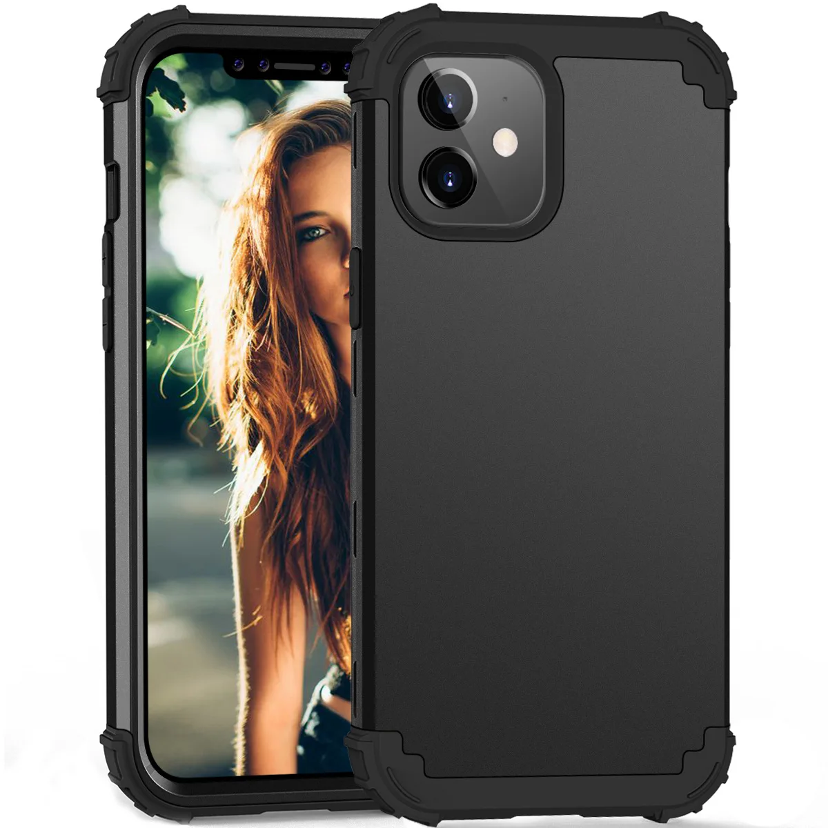 
Heavy Duty 3 in 1 Full Body Rugged Hybrid Hard PC Soft Rubber Bumper Girls Women Boy Men Phone Covers for iphone 12 11 8 7 Plus 