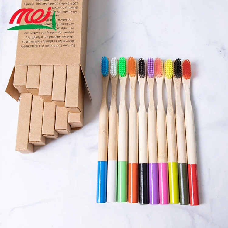 100% Organic 10pc horse hair Bamboo Adult Toothbrush Set With Case eco