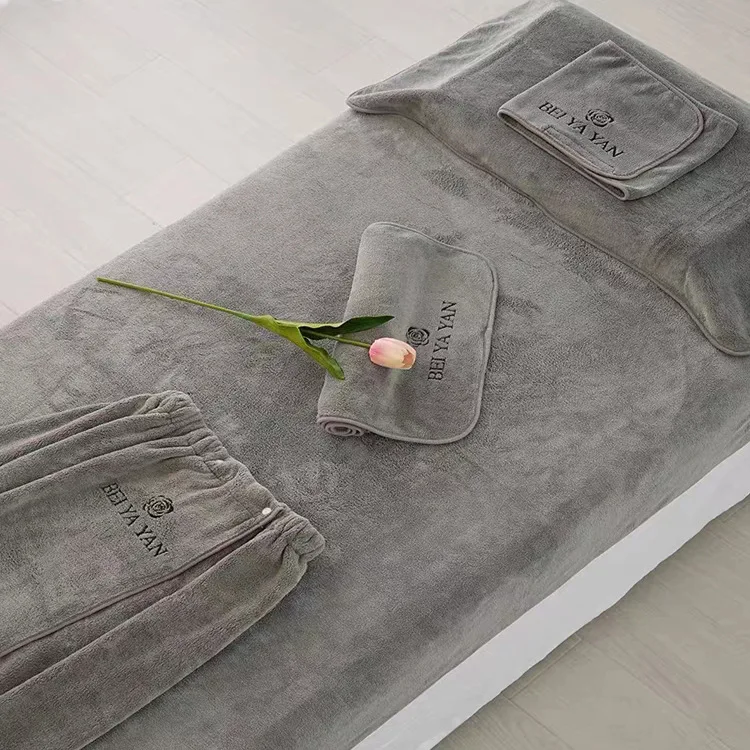 100*200cm Large Spa microfiber body wrap skirt beauty headband cosmetic custom spa logo massage bed cover bath sheet with hole