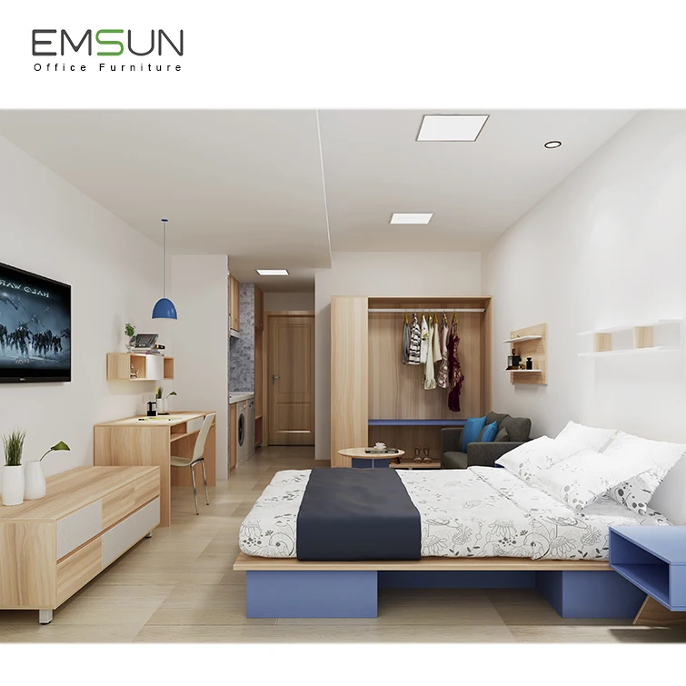 
Nordic Style modern design Wood MFC Double Bedroom Set 