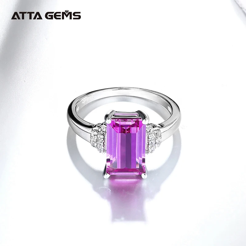 925 Sterling Silver  Pink Purple Gemstone Rings Classic Purple Sapphire Rings For Women Engagement Wedding Fine Jewelry Gift