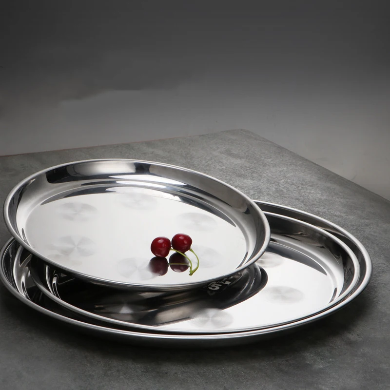 555 Stainless Steel Round Tray Bar Serving Tray with Swirl Pattern Round Metal Tray for Coffee Table, Party, Club, Home