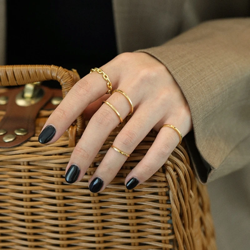 Hotsale flat small rings jewelry women 18k gold ring sterling silver 925