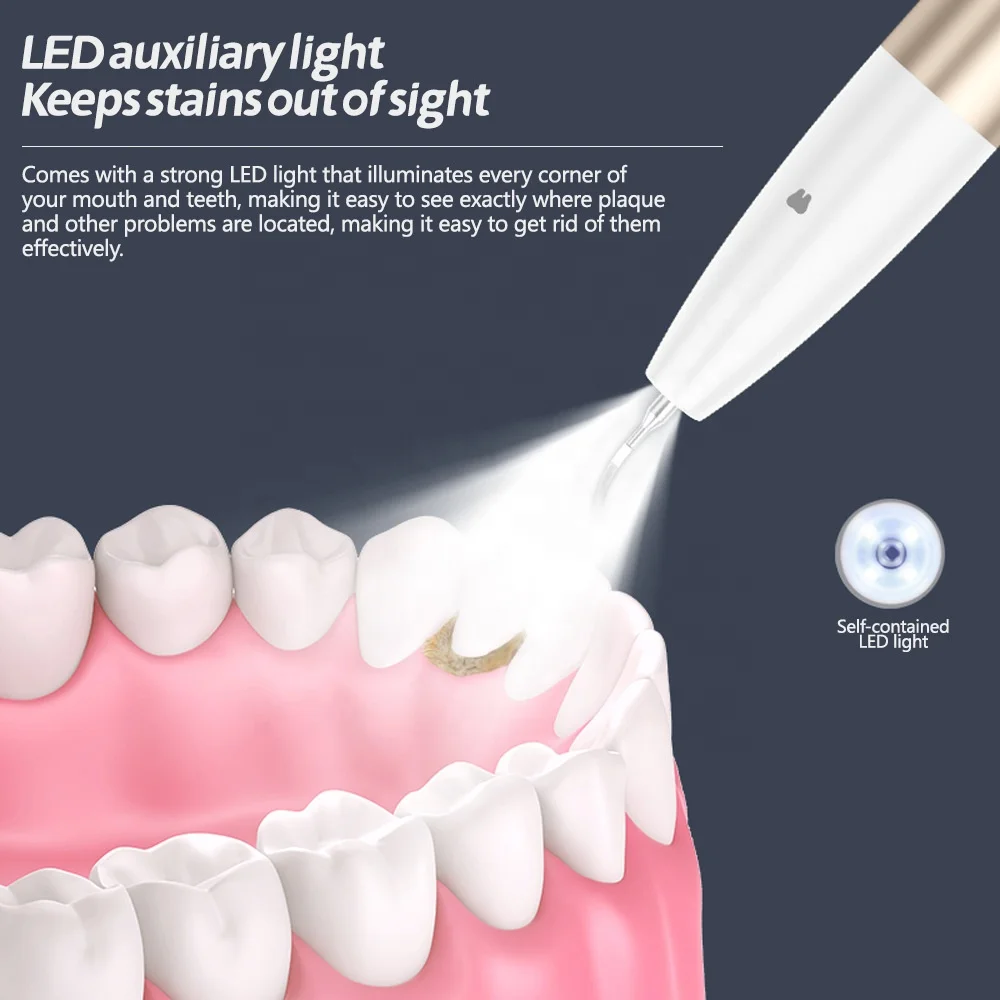 Metal Color Best Tooth Cleaner Home Use Dental Calculus Remover Electric Waterproof Ultrasonic Plaque Remover for teeth
