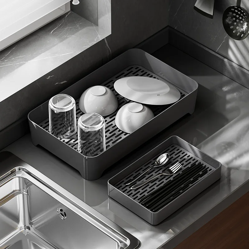Wholesale Kitchen Desktop 2 Layers Tray Utensil Drying Tray Tea Cup Storage Tray