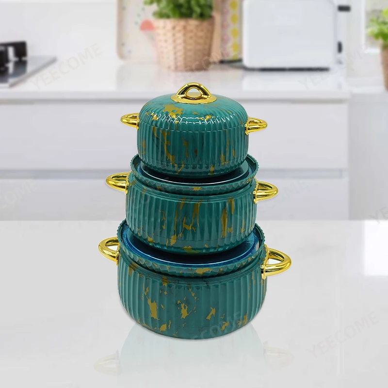 Custom logo  marbling printing Hot Pot Warmer Set1L2L3.5L Insulated Casserole Food Storage Container