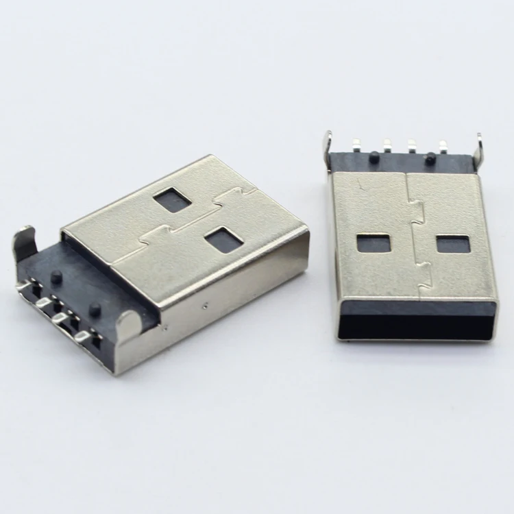 Usb2.0 Type A Welding Solder Plug Straight Sink Plate 4.9Mm 4 Core Cable 180Degree PCB Mount SMT Male Usb 2.0 Connector Smd