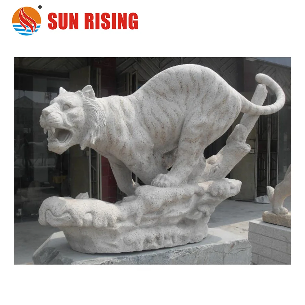 Natural Granite Stone Large Life Size Tiger Statues, Tiger Stone Sculpture