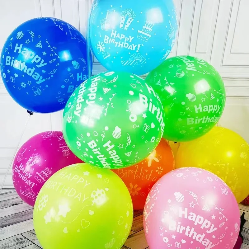 wholesale high quality 12inch happy birthday latex printed balloons or