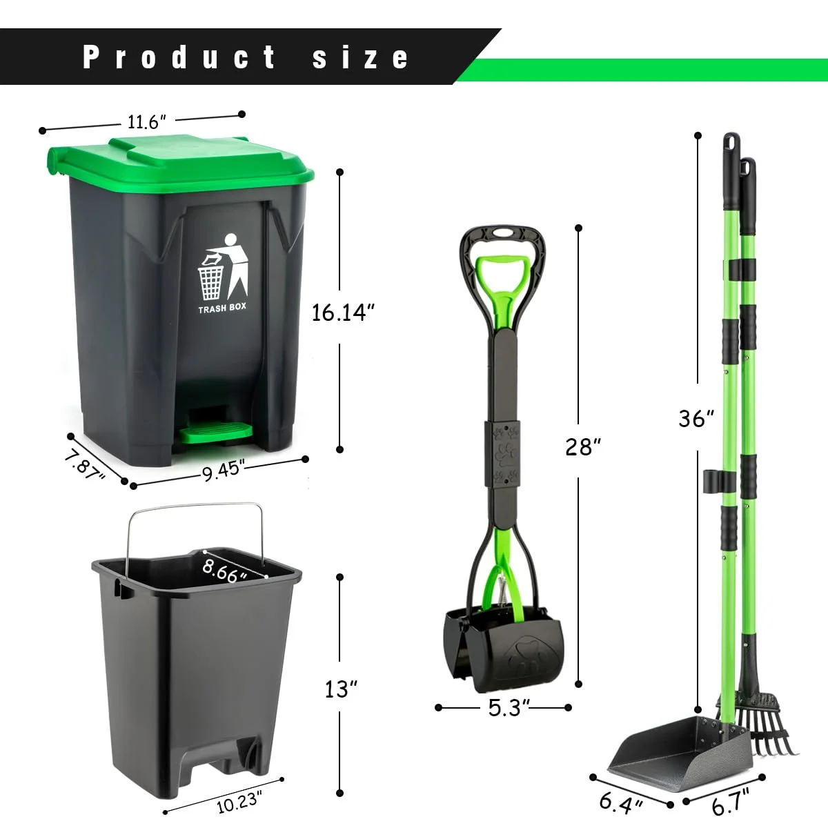 Dog Poop Trash Can for Outdoors with Dog Poop Scooper, Large Capacity Dog Waste Trash Can with Lid, Pedal and Removable Inner