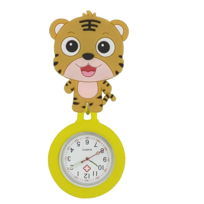 Nurse breast Watch for Nurses Doctors, Clip-on Hanging Lapel Silicone Cover Brooch Fob Pocket Watch Badge Reel Retractable