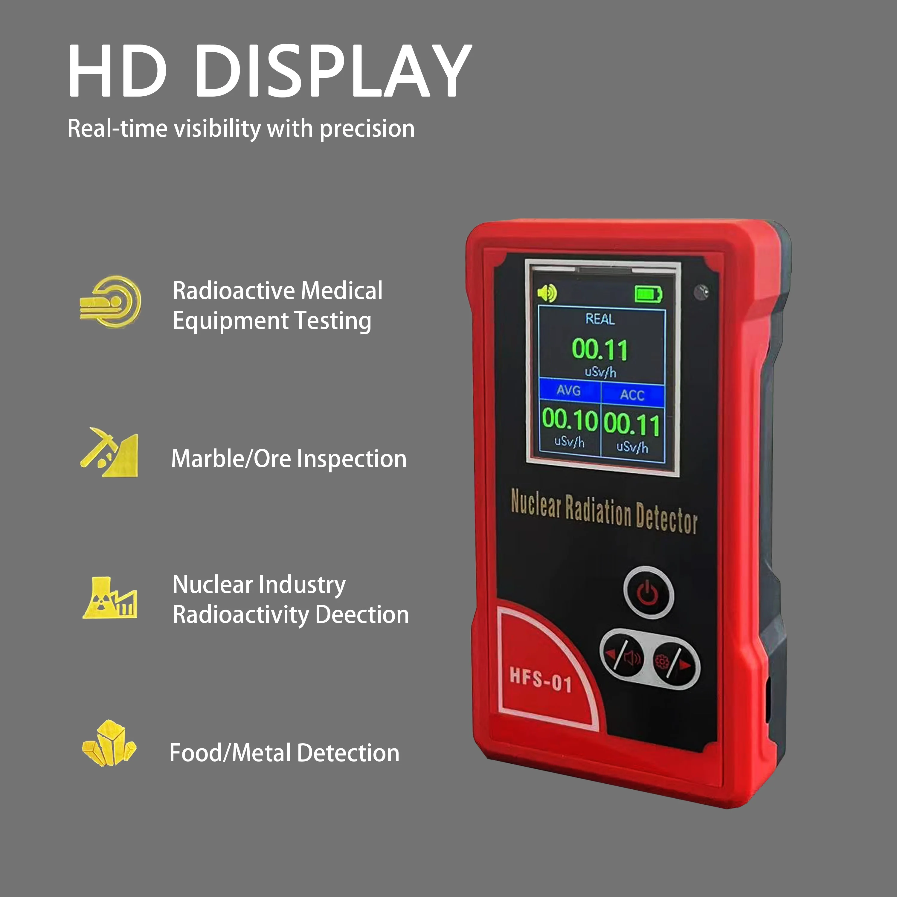 WOSAI Electromagnetic Y-Rays X-Rays B-Rays Radiation Dose Measurement Nuclear Radiation Detector