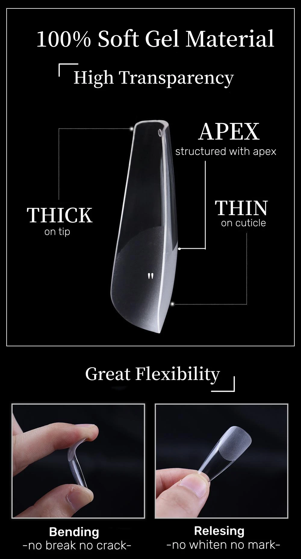 Mybeautynails, готовые к отправке, Подарочная коробка, Упаковочная система для наращивания гелевых наконечников, полное покрытие, набор для пальцев, Размер 12