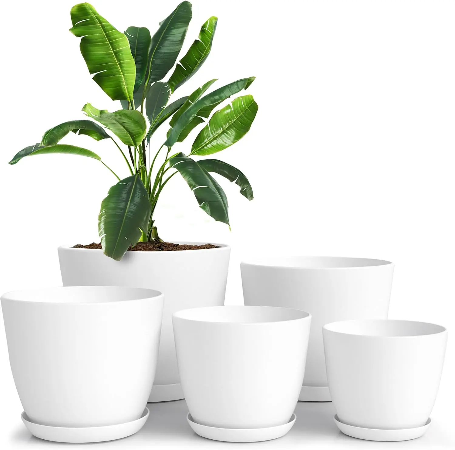 Plant Pots Indoor with Drainage Home Decor Flower Pots for Indoor Planter Plastic Planters for Indoor Plants Pot White