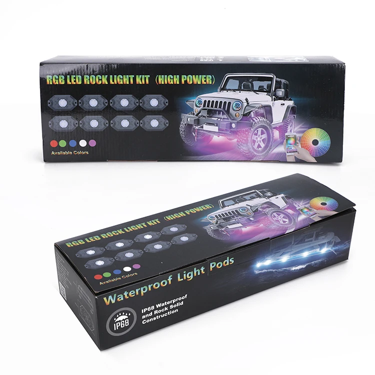 Amazon Top Sale 8 Pods RGB Rock Lights Waterproof Rf Control 12 Pod Led Rock Light Kit For Trucks SUV Car ATV UTV
