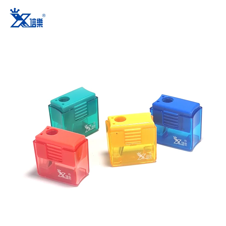 Hot sales custom print logo small square school stationery taille crayons pencil sharpener Stationeries Supplier for pencil