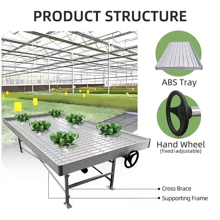 Agricultural Hydroponic Greenhouse Indoor Rolling Bench Hydroponic System Ebb And Flow Grow Table Ebb And Flow Tray