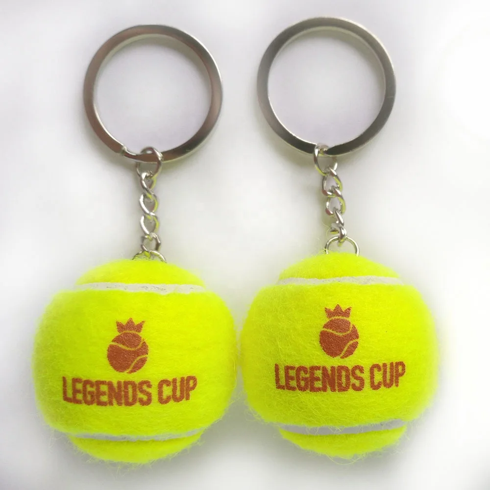 High quality Advertising FabricTennis Ball Keychain /promotion sports Tennis Ball Keyring