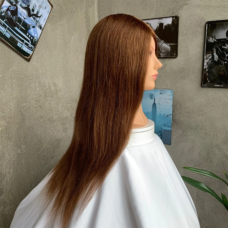 XISHIXIU Mannequin Head 100% Real Human Hair Hairdresser Training Head Manikin Cosmetology Doll Head with stand 18 inches