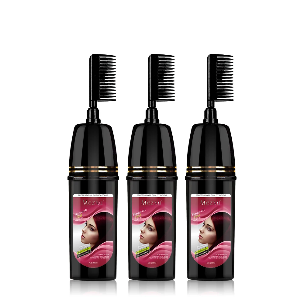 Best Selling Conditioning Natural Herbal Ginger Black Hair Color Dye Shampoo With Comb