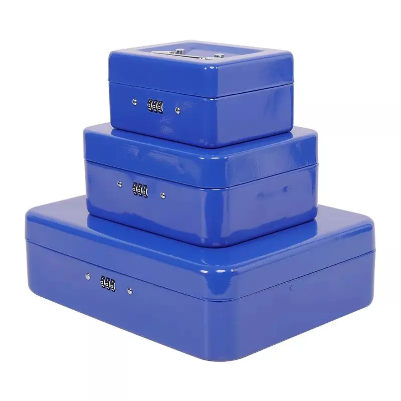 Medium Cash Box with Combination Lock Safe Metal Money Box with Money Tray for Security Lock Box
