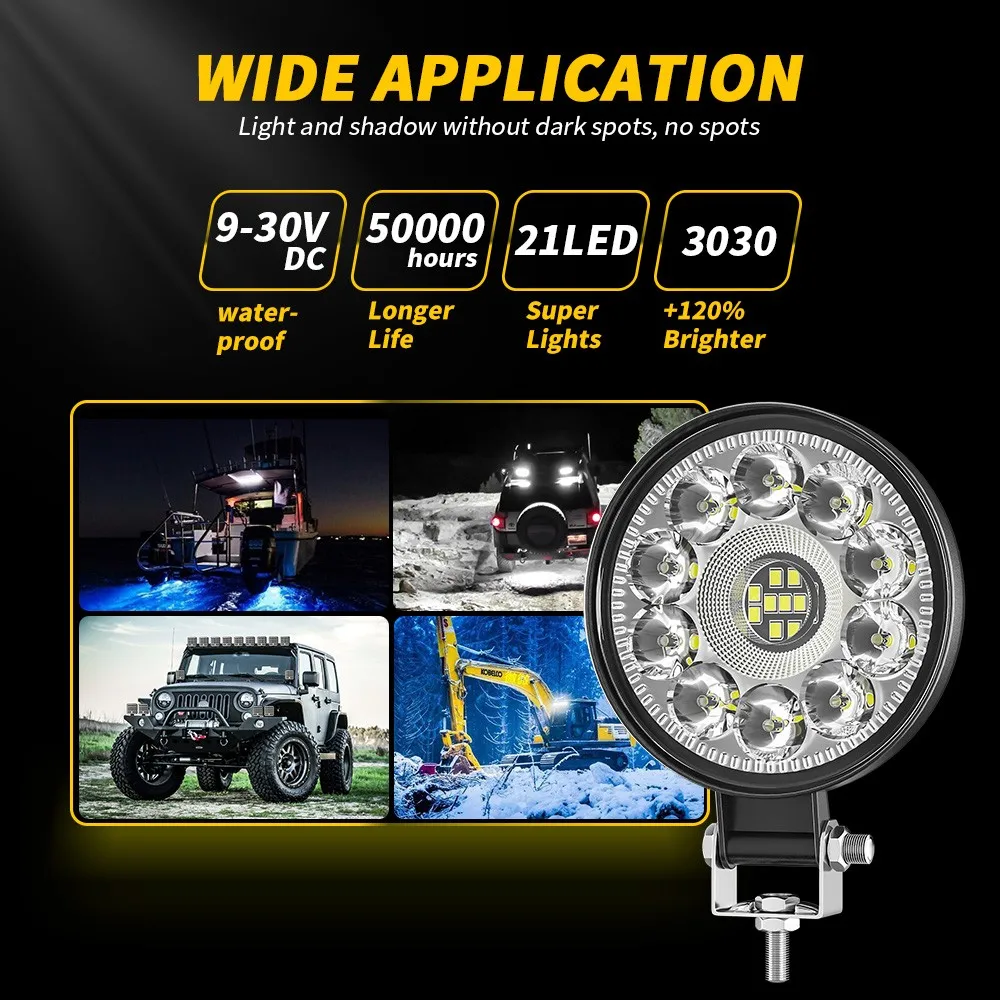 LIGHTOWL Мини светодиодный рабочий свет для внедорожника 4x4 прожектор 12 В 24 светодиод джип-грузовика лодочного автомобиля трактора внедорожник ATV Barra фары