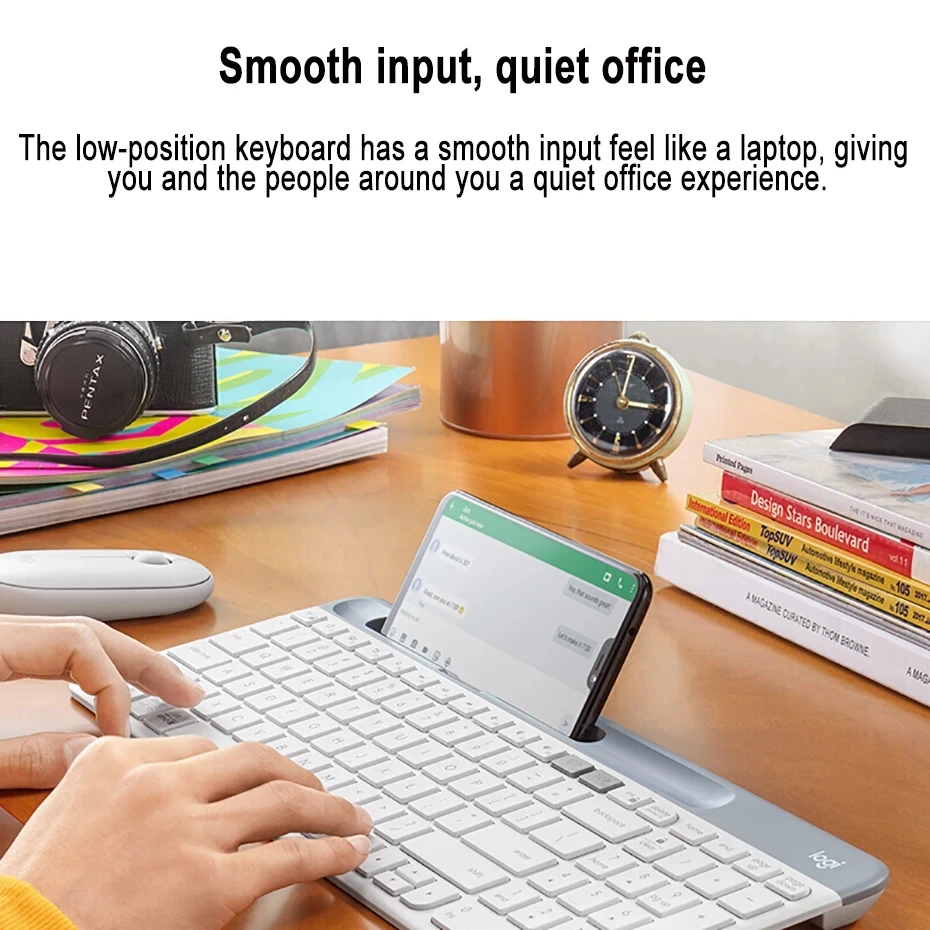 Logitech K580 Wireless Bluetooth Keyboard Ultra-thin Dual Mode Multi-Device Silent Keyboard For Cell Phone Computer Tablet