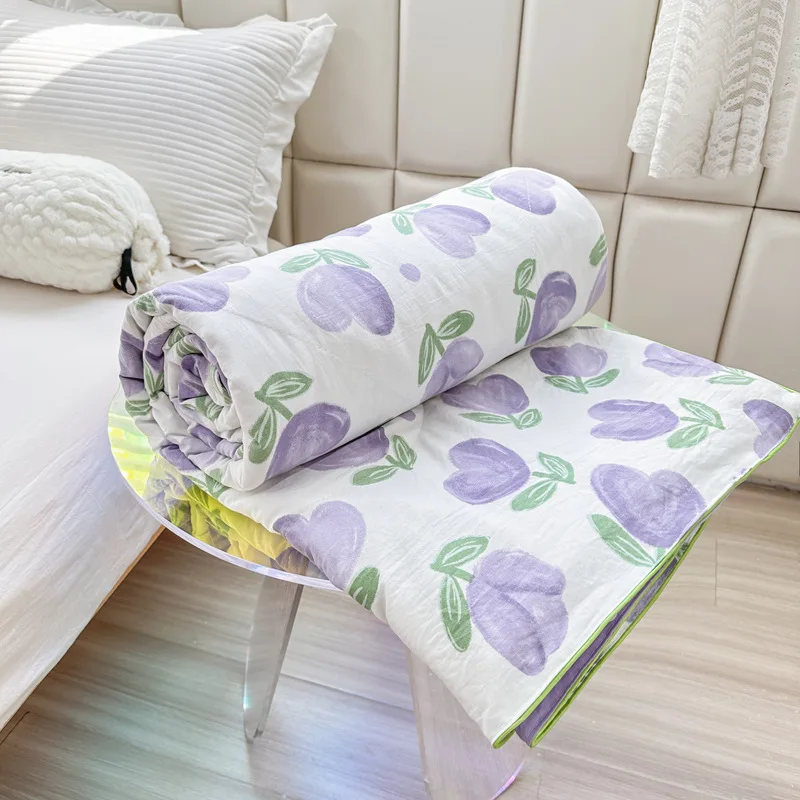 New Cotton Double-layer Gauze Summer Quilt Type Simple Soy Fiber Summer Cooling Quilt Air-conditioning Quilt Machine Washable