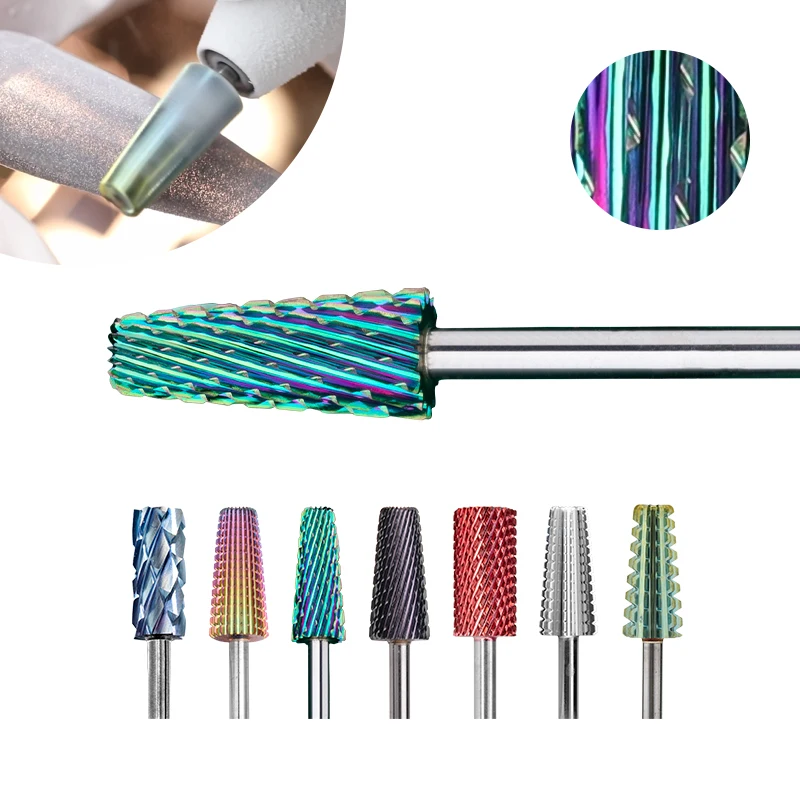 High Quality Tepered Safety Nail Cuticle Drill Bit 5 in 1 Pro Tungsten Carbide Nail Drill Bit For Electric Cuticle Clean