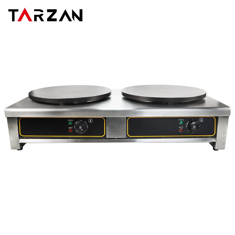 Stainless Steel Commercial Electric Crepe and Pancakes Maker Snack Machine Double Plates Crepe Maker Crepe Machines