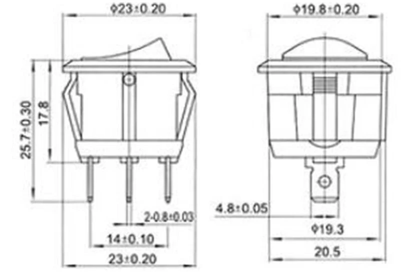 23 мм круглый черный 3-контактный 10A 125V 6A 250V AC SPDT встраиватель