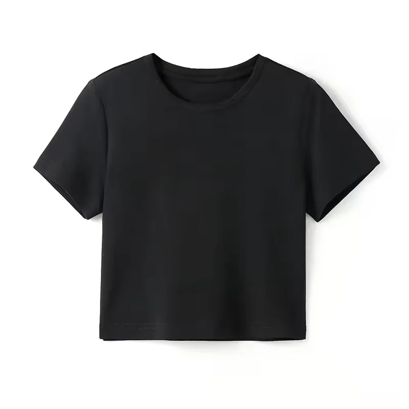 High quality acetic acid silk cotton breathable basic t-shirt short sleeve women shirts crop top wholesale ladies wear
