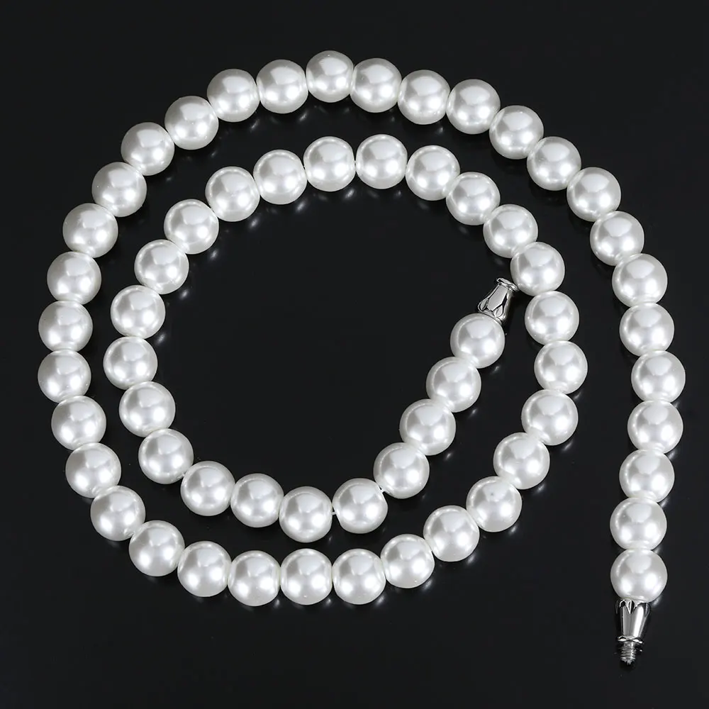 Hip Hop 6/8/10/12mm Glass Pearl Bead White Pearls For Jewellery Making Round Pearl Choker Necklace For Women