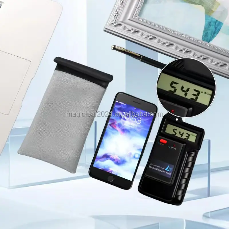 Curl up magnetic opening Faraday phone pouch signal blocking prevent disturbance phone pouch