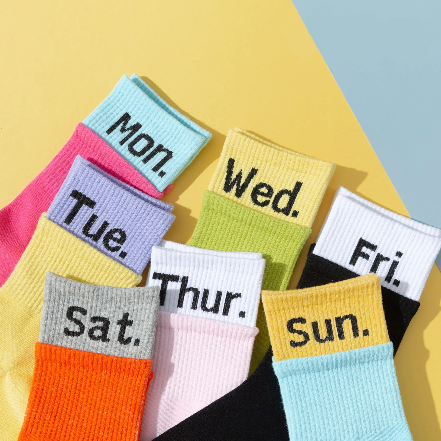 wholesale new custom women double rib medium hose cotton color sport summer breathable teenagers crew socks