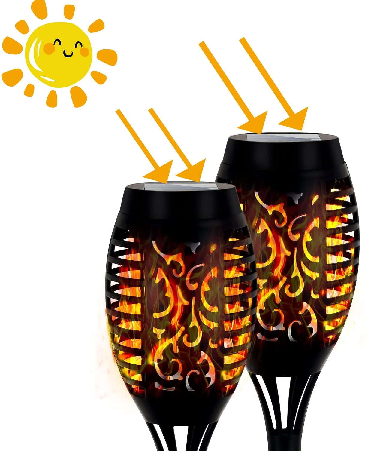 Waterproof Outdoor Garden Flame Effect LED Solar Light Flickering LED Solar Flame Torch Light Outdoor Garden