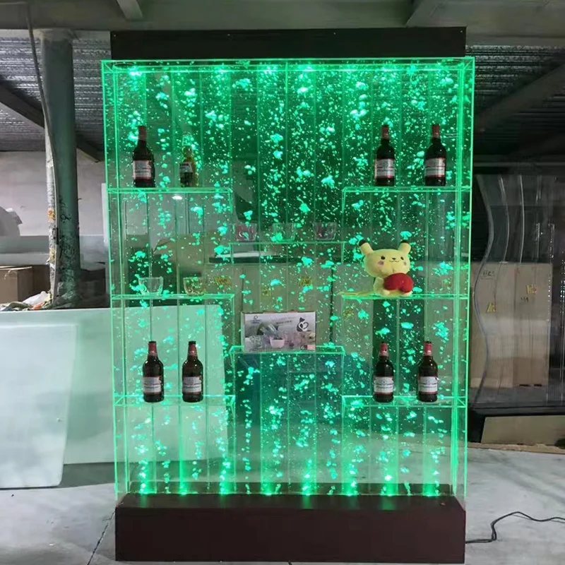 Factory Custom made large aquarium bubble wall with acrylic wine rack water bubble panel partition