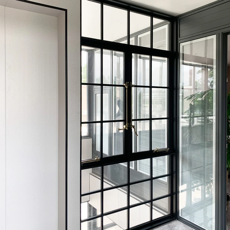 New Trend Arched Black French Frameless Double Hung Sliding Doors Aluminum Doors And Windows