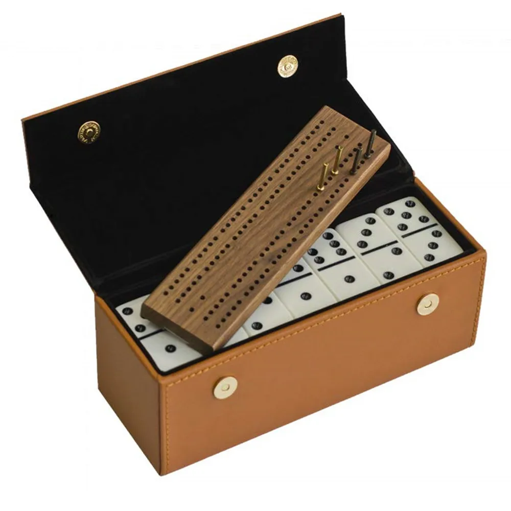 Brown PU faux leather empty travel  Professional Tournament Domino games set case