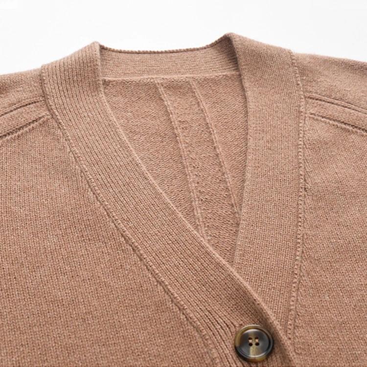 Wholesale High Quality Knitwear  Customizable Basic Style Women Knit Cardigan Sweater Cashmere Wool